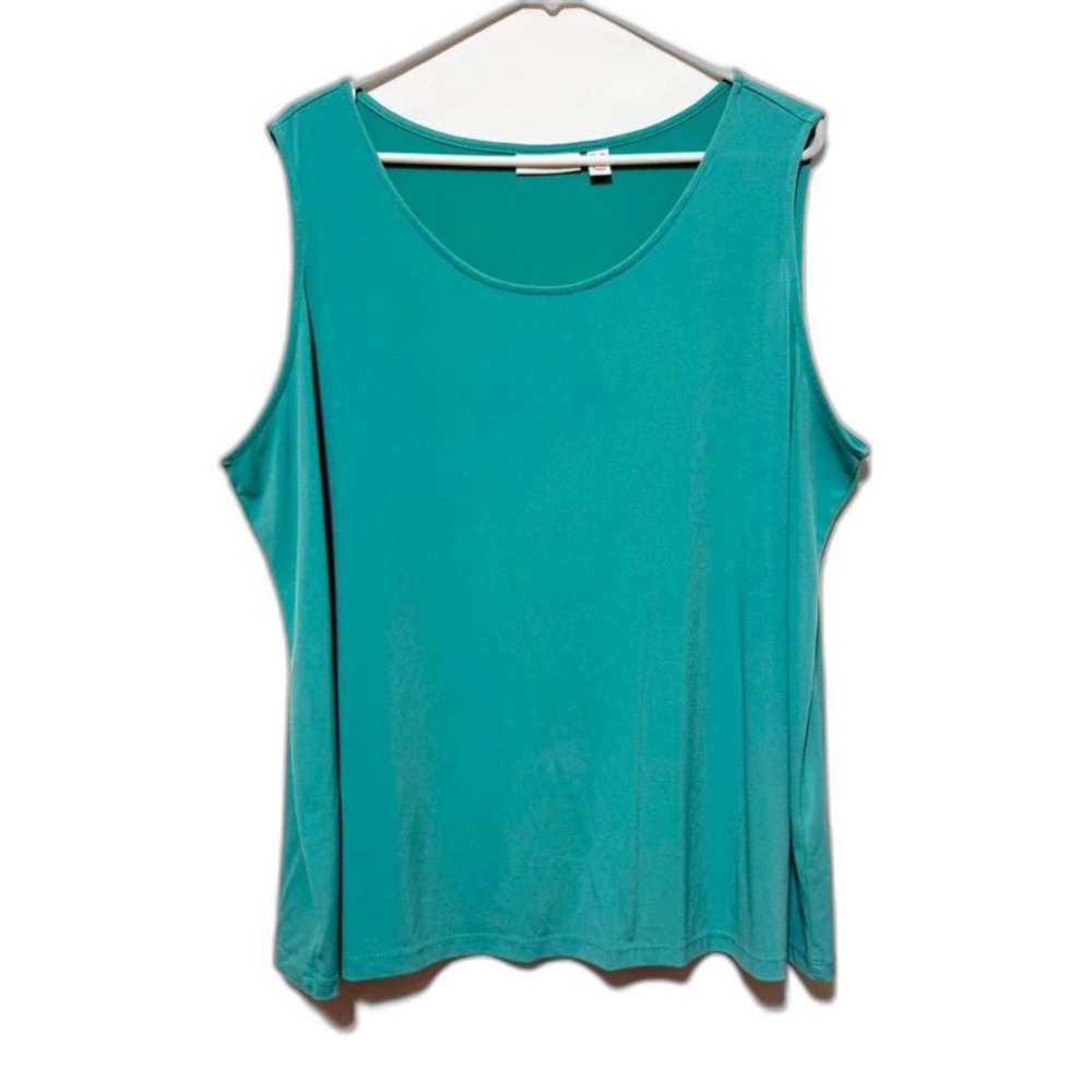 Susan Graver Green Sleeveless Top 2X Liquid Knit Plus Size